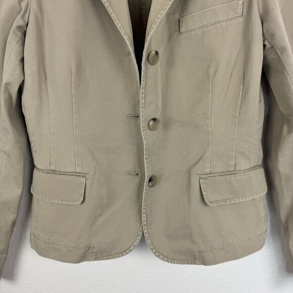 Women's Ralph Lauren Rugby Khaki Cotton Blazer Button Down Short Jacket Tan 6 - Picture 3 of 16